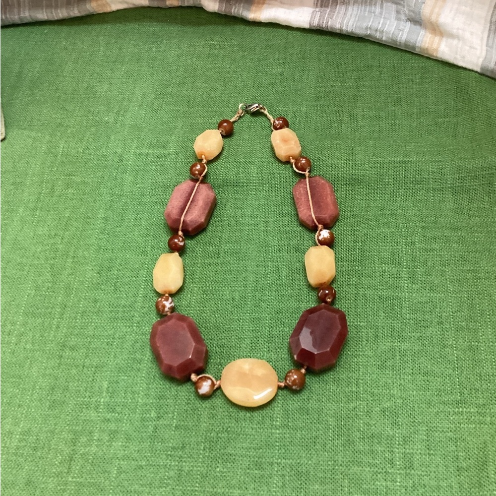 Lydell NYC chunky boho Faceted beaded necklace Sunset Statement earthy 18”
